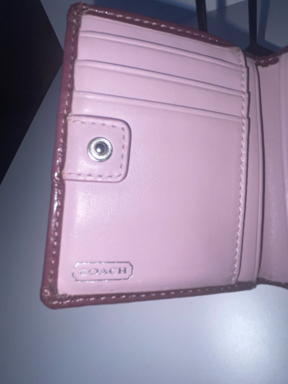 Coach Quilted Small Wallet in Plum with Brown Trim - Picture 5 of 10